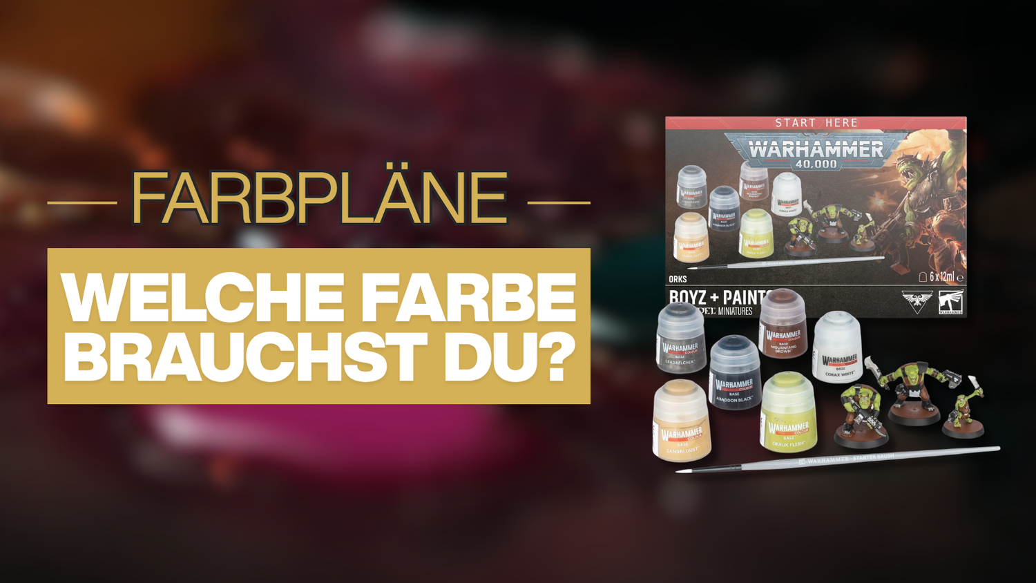 Farbtöpfe und bemalte Warhammer-Miniatur, Farbplan für die eigene Fraktion