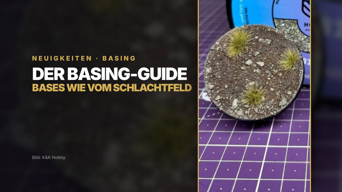 Fertig gebaute Base mit K&K Hobby Graveyard Streumaterial und Grasbüscheln