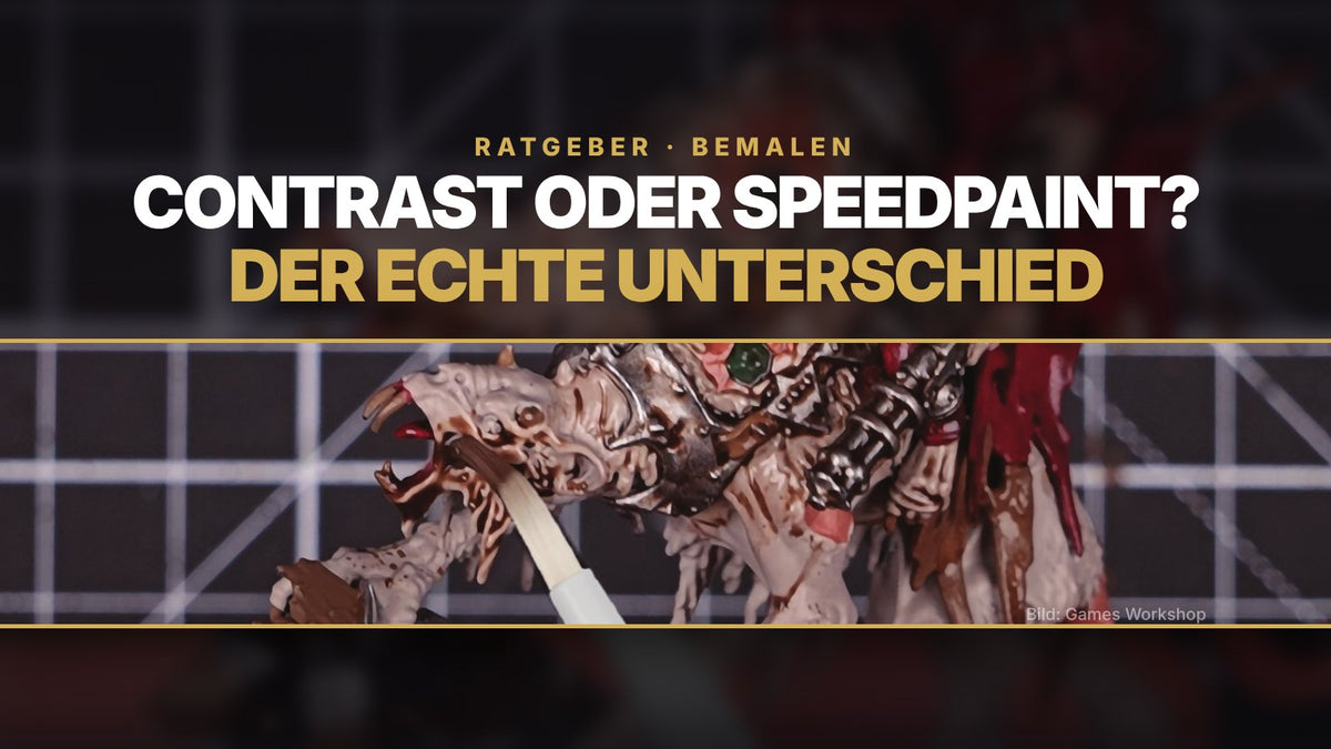 Miniatur wird mit dem Pinsel bemalt, Vergleich Contrast und Speedpaint