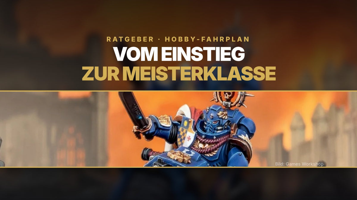 Bemalter Space Marine Captain auf Bike vor brennender Stadt
