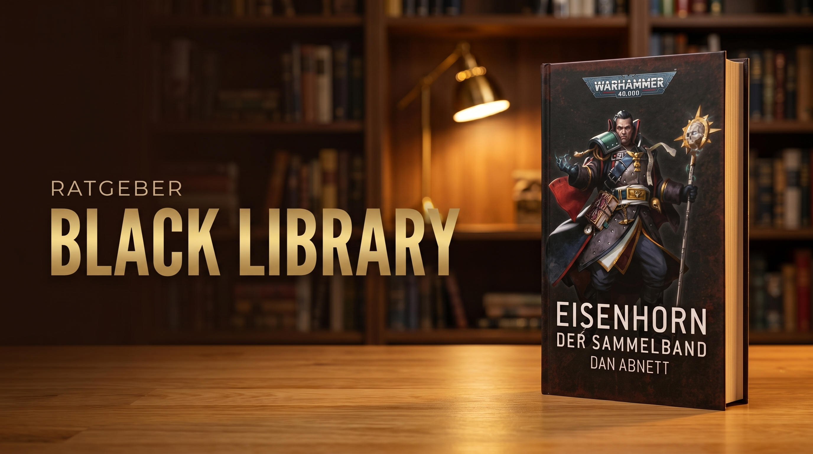 Black-Library-Ratgeber — Warhammer-40K-Roman auf Holztisch