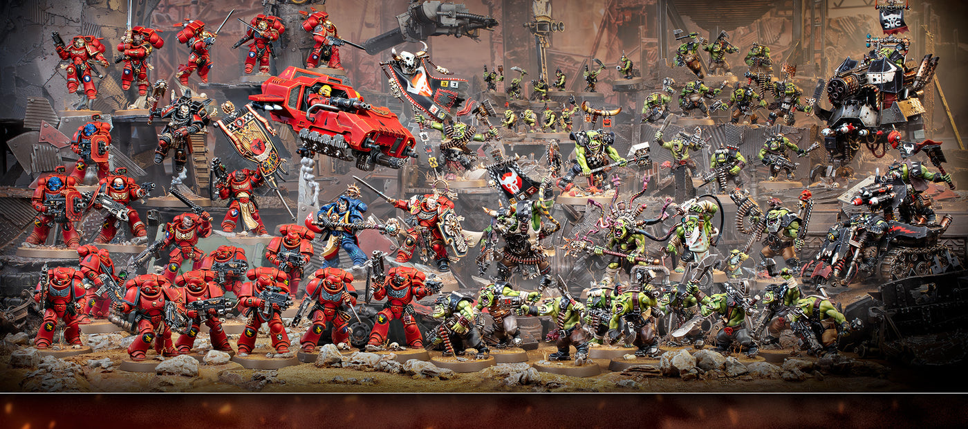 Warhammer 40.000: Armageddon – bemalte Space Marines und Orks (Games Workshop), 11. Edition