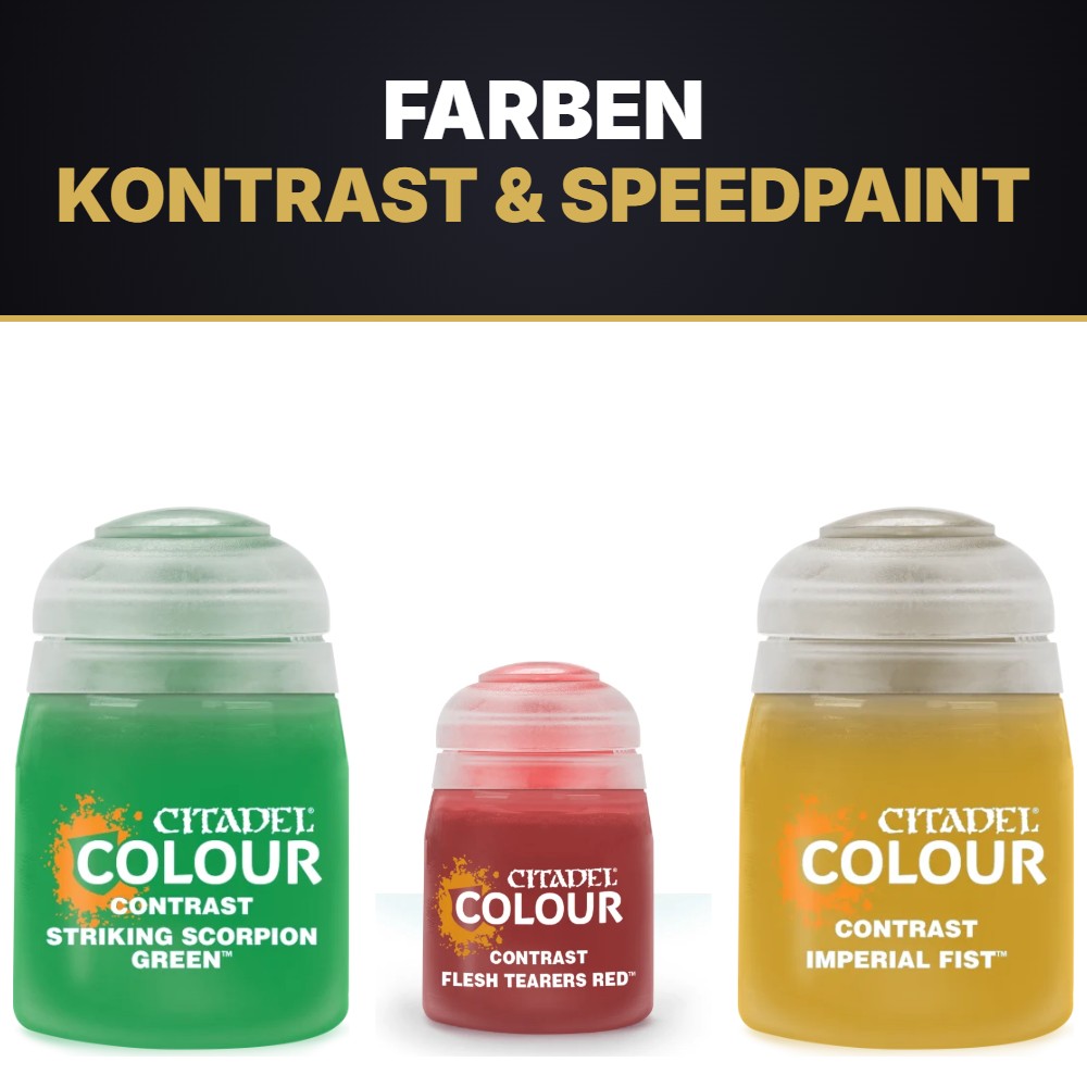 Kontrastfarben: Citadel Contrast Striking Scorpion Green, Flesh Tearers Red, Imperial Fist