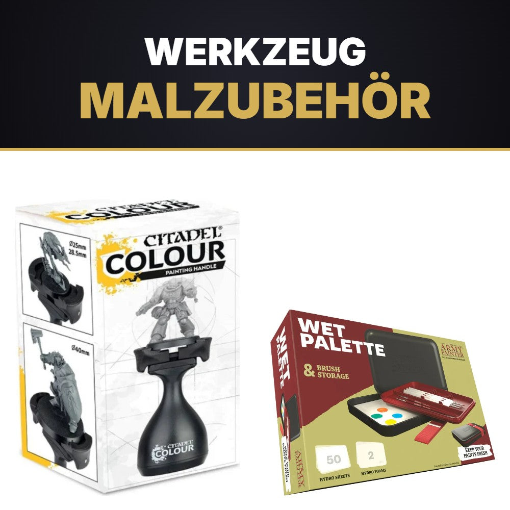 Malzubehör: Citadel Painting Handle und Army Painter Wet Palette