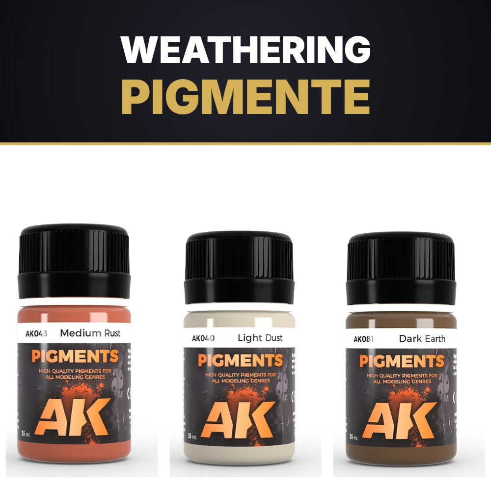 Pigmente: AK Interactive Pigmente Medium Rust, Light Dust, Dark Earth