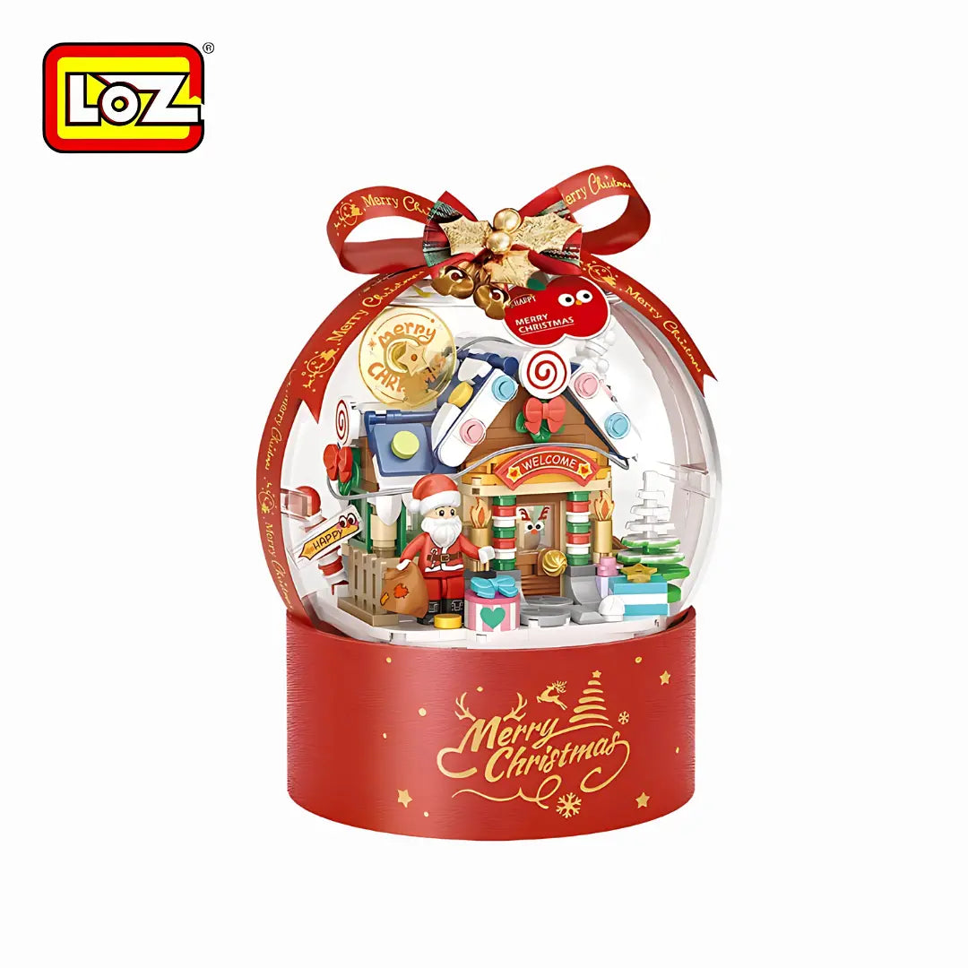 LOZ 1303 Winterhaus Weihnachtskugel Klemmbaustein-Modell, Gesamtansicht