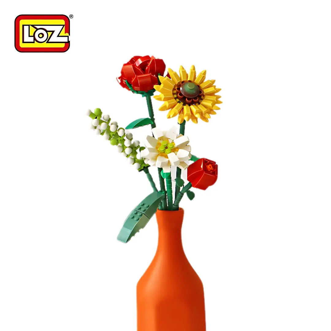 LOZ 1659 Blumenstrauß Sonne Klemmbaustein-Modell, Gesamtansicht des Straußes
