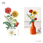 LOZ 1659 Blumenstrauß Sonne Klemmbaustein-Modell, Detailansicht der Blüten