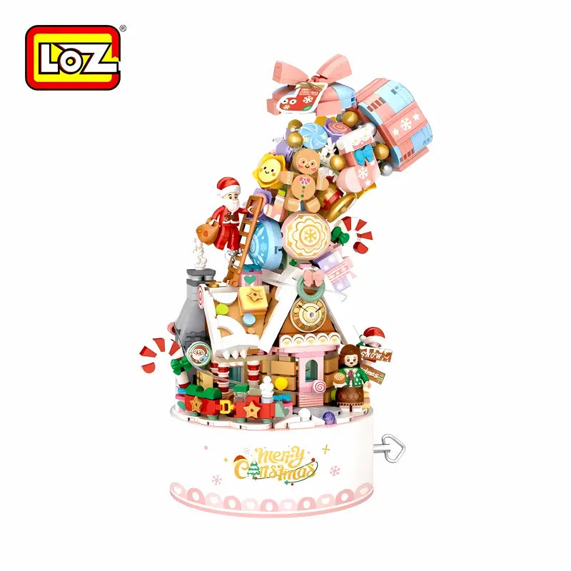 LOZ 1957 Weihnachts-Spieluhr Klemmbaustein-Modell, Gesamtansicht