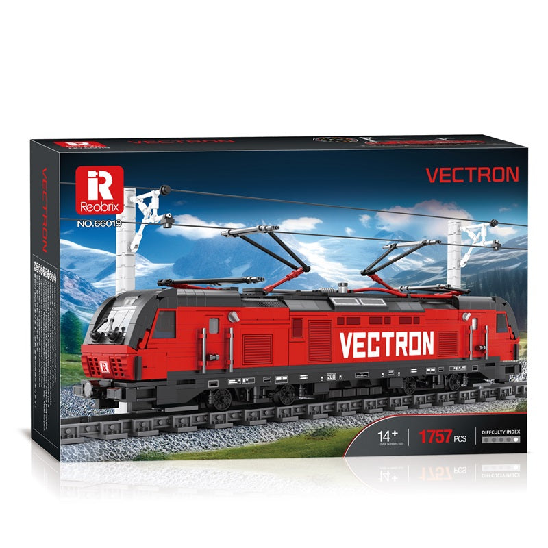 Reobrix 66019 Vectron Klemmbaustein-Modell, Detailaufnahme des Fahrwerks