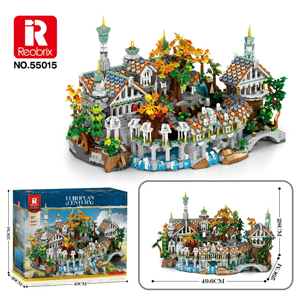 Reobrix 55015 Duskvale Sanctum Klemmbaustein-Modell, Ansicht des kompletten Sets