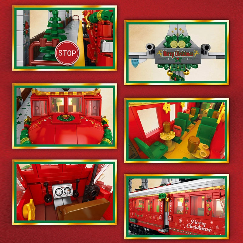 Reobrix 66034 Weihnachtszug Klemmbaustein-Modell, Aufbau mit Beleuchtung