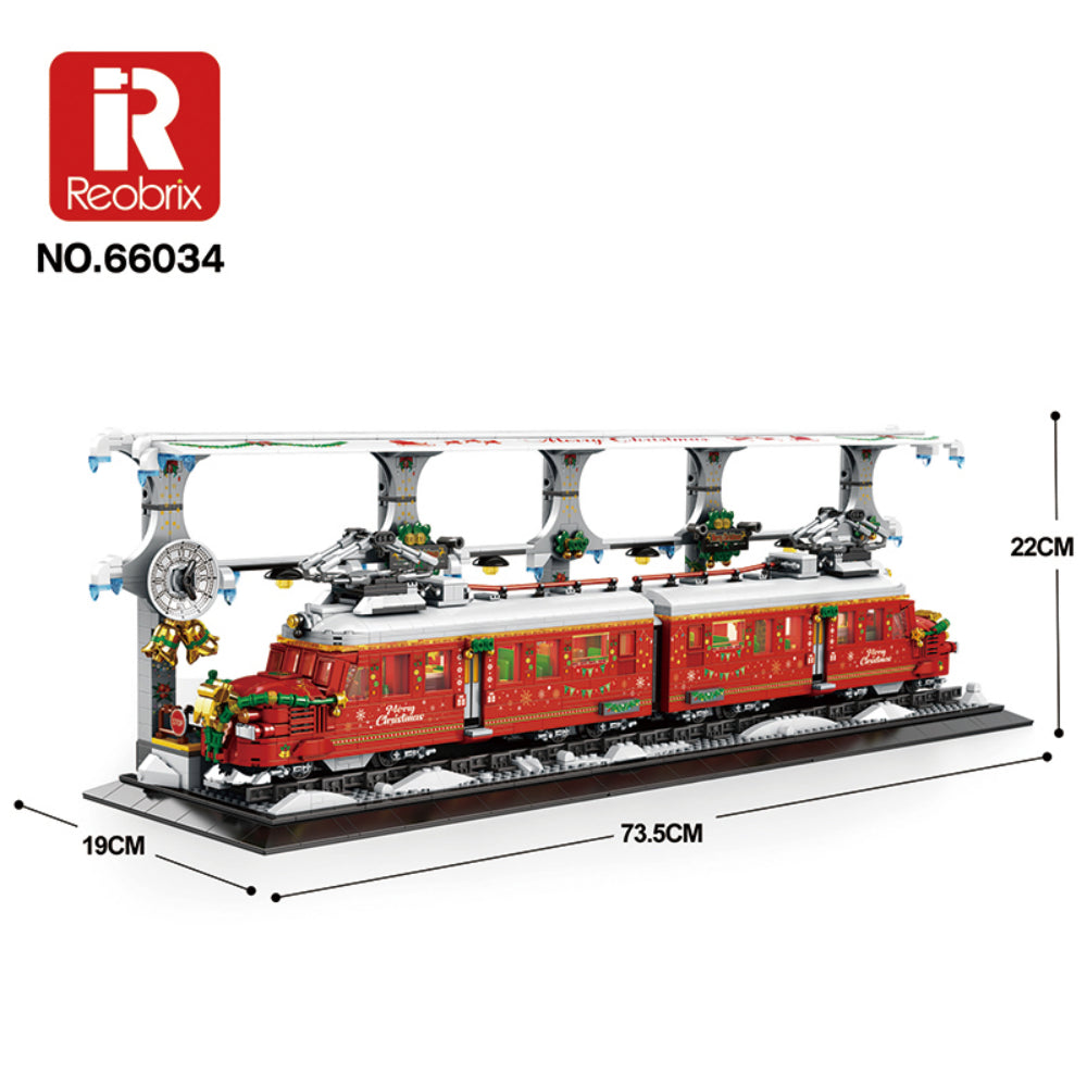 Reobrix 66034 Weihnachtszug Klemmbaustein-Modell, Detailansicht der Lokomotive