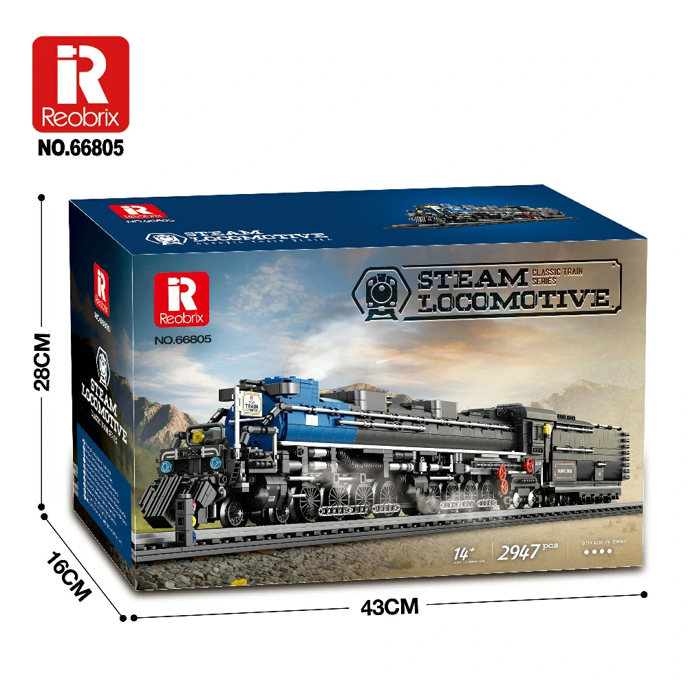 Reobrix 66805 Big Boy Klemmbaustein-Modell, Dampflokomotive in voller Länge