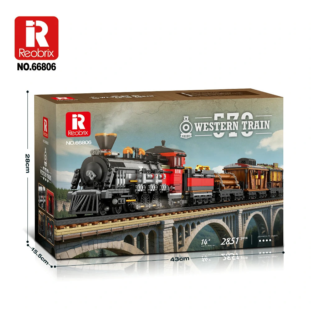 Reobrix 66806 Western-Zug Klemmbaustein-Modell, Gesamtansicht des Zuges