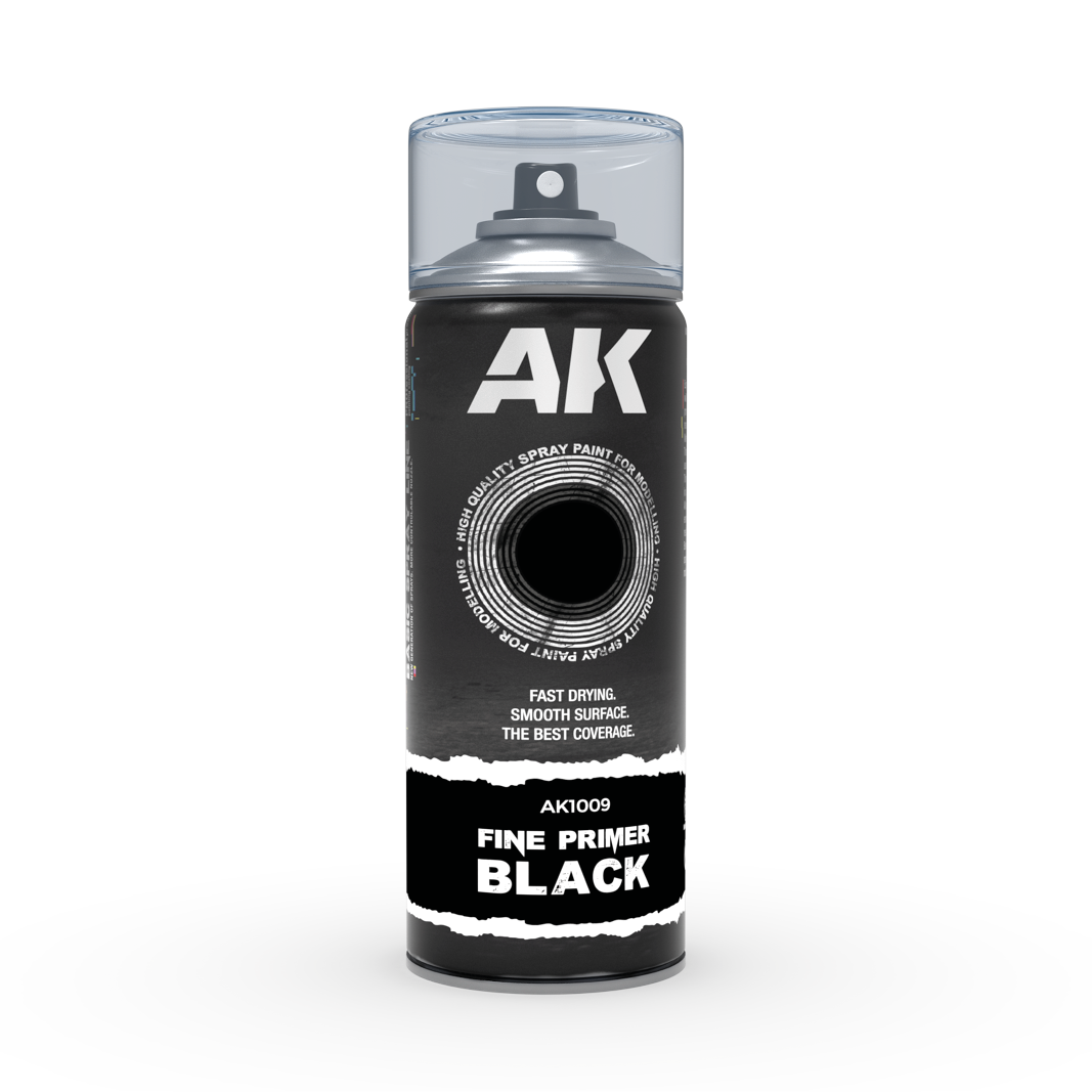 AK Interactive Spray Fine Primer Black (AK1009), 400 ml