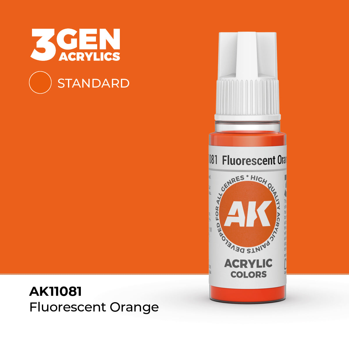 AK Interactive 3G Acrylic Fluorescent Orange (AK11081), 17 ml, Acrylfarbe