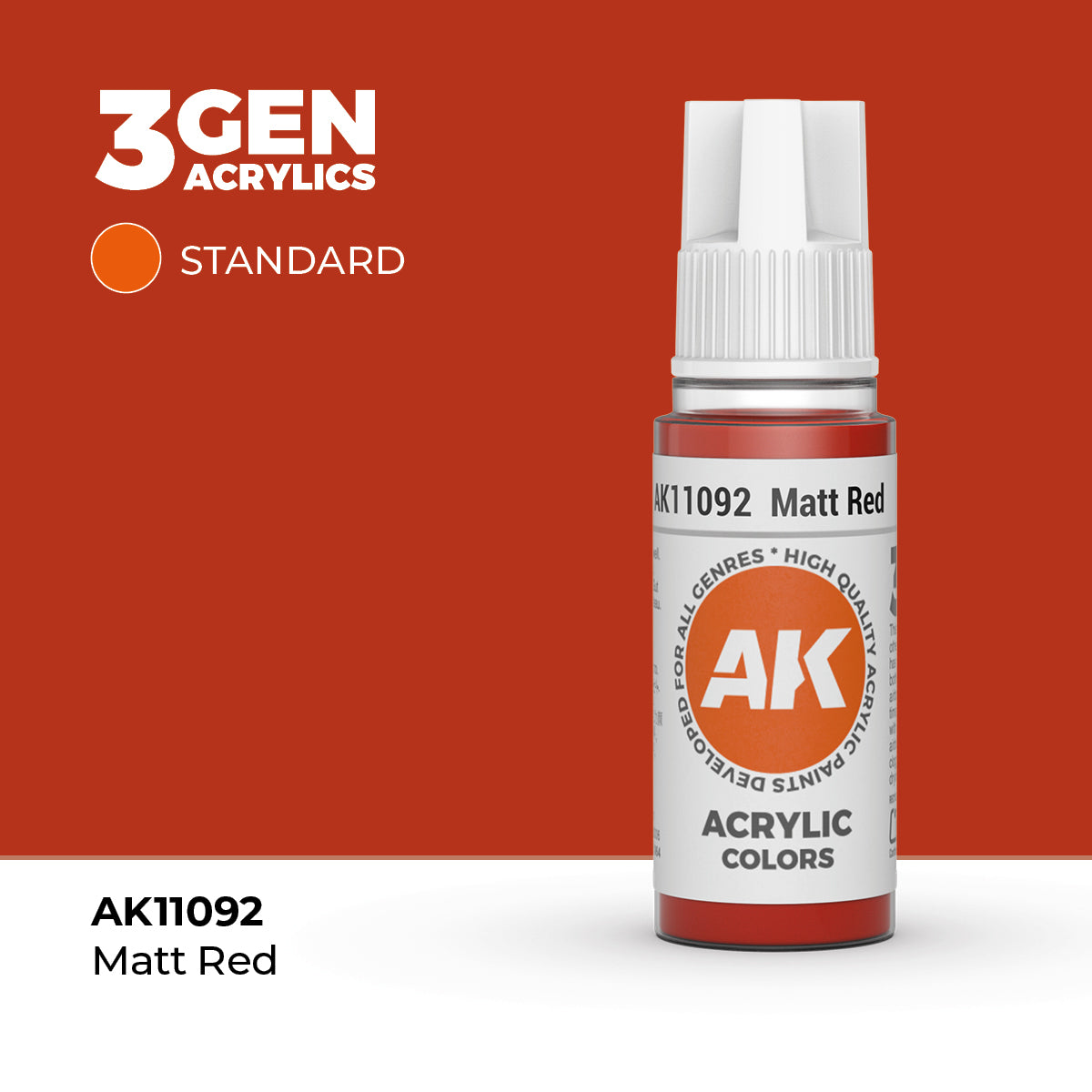 AK Interactive 3G Acrylic Matt Red (AK11092), 17 ml, Acrylfarbe