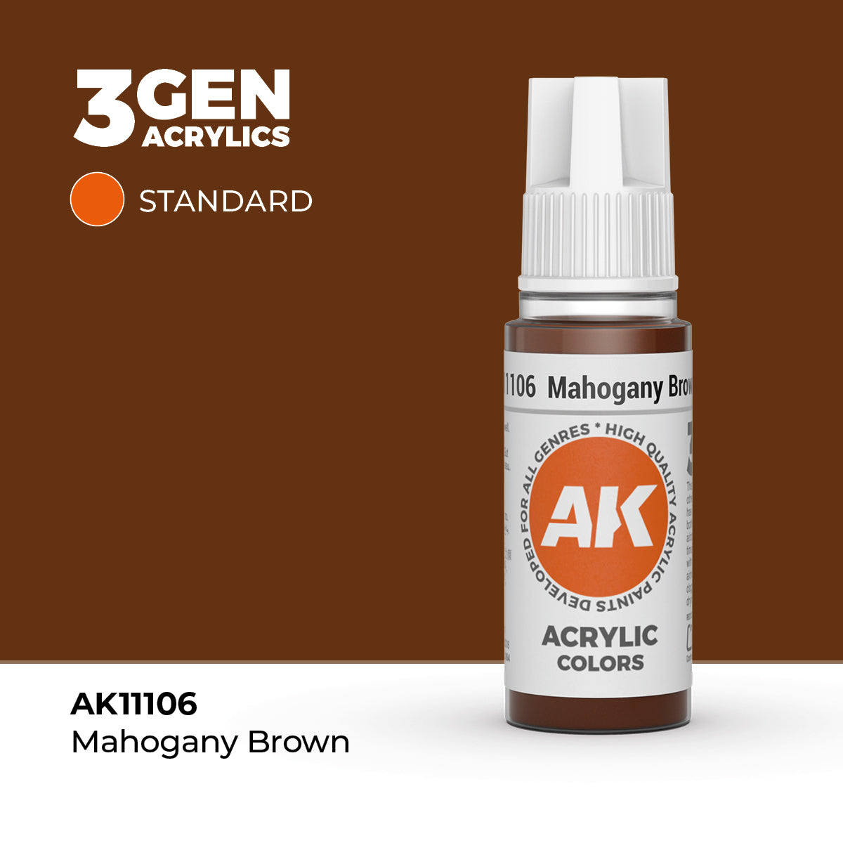 AK Interactive 3G Acrylic Mahogany Brown (AK11106), 17 ml, Acrylfarbe