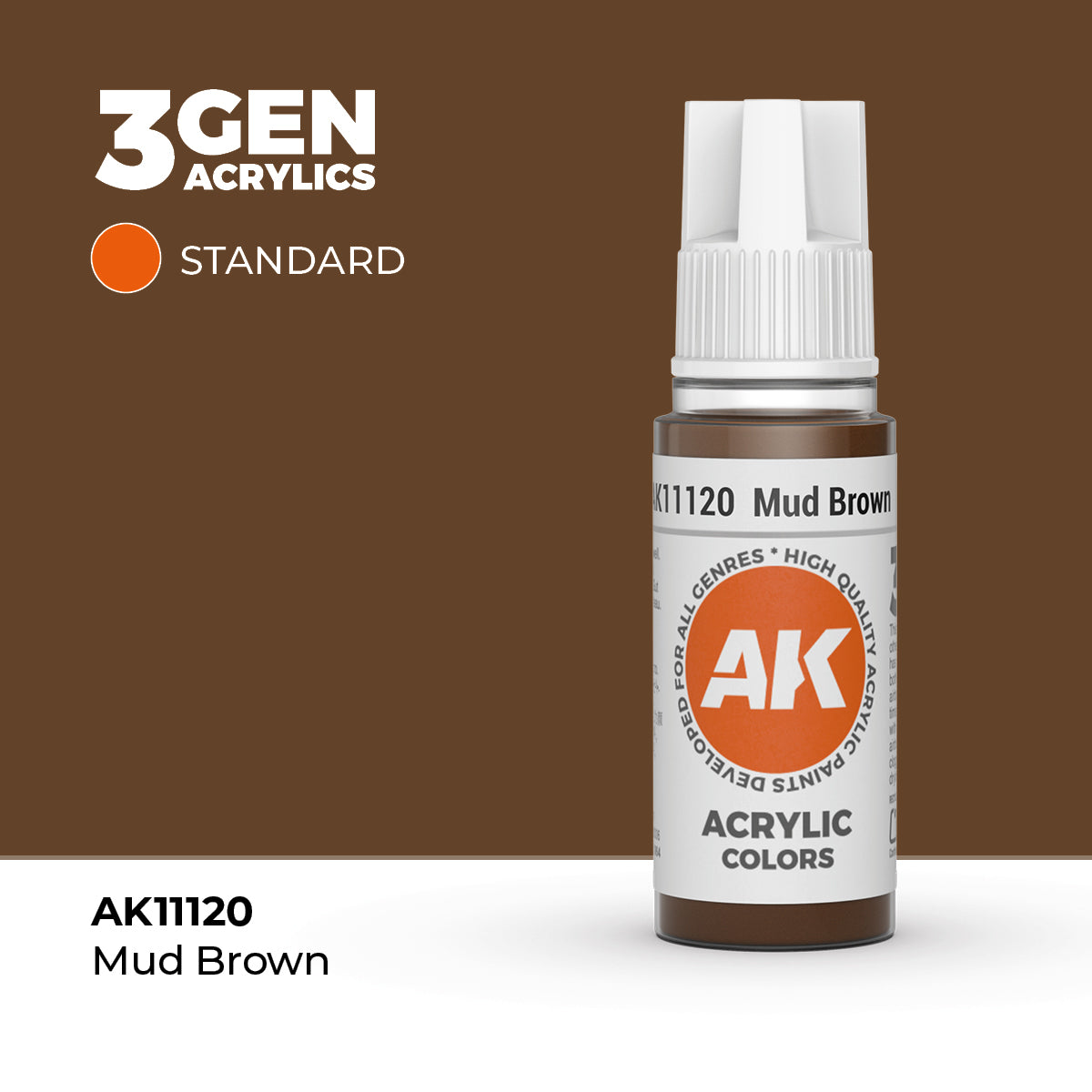 AK Interactive 3G Acrylic Mud Brown (AK11120), 17 ml, Acrylfarbe