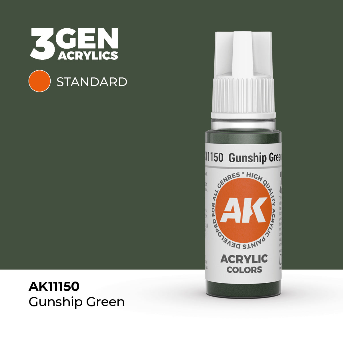 AK Interactive 3G Acrylic Gunship Green (AK11150), 17 ml, Acrylfarbe