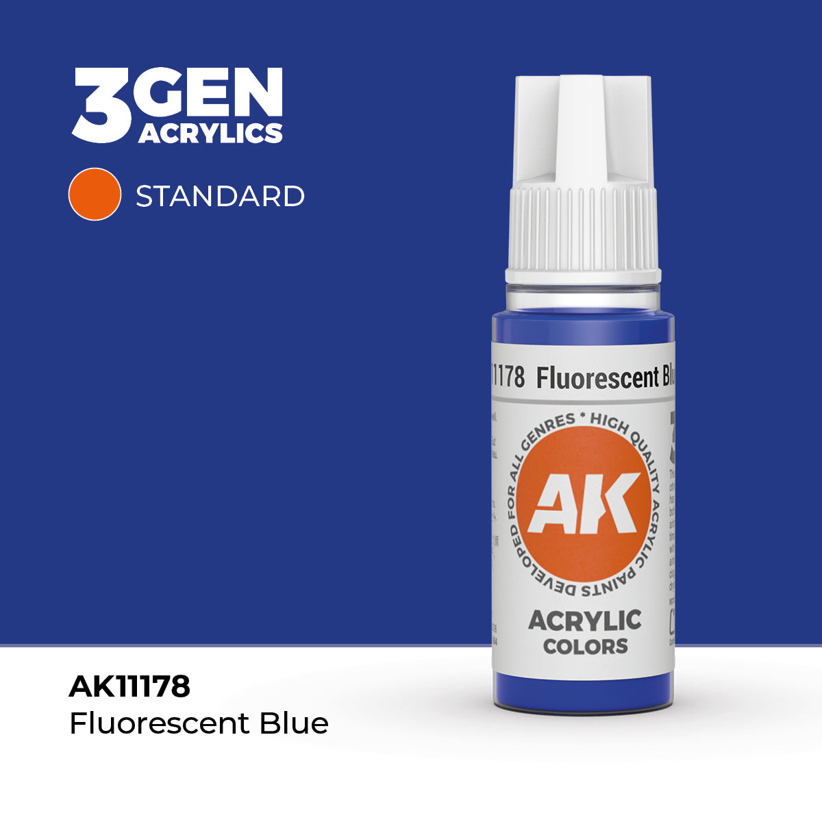 AK Interactive 3G Acrylic Fluorescent Blue (AK11178), 17 ml, Acrylfarbe