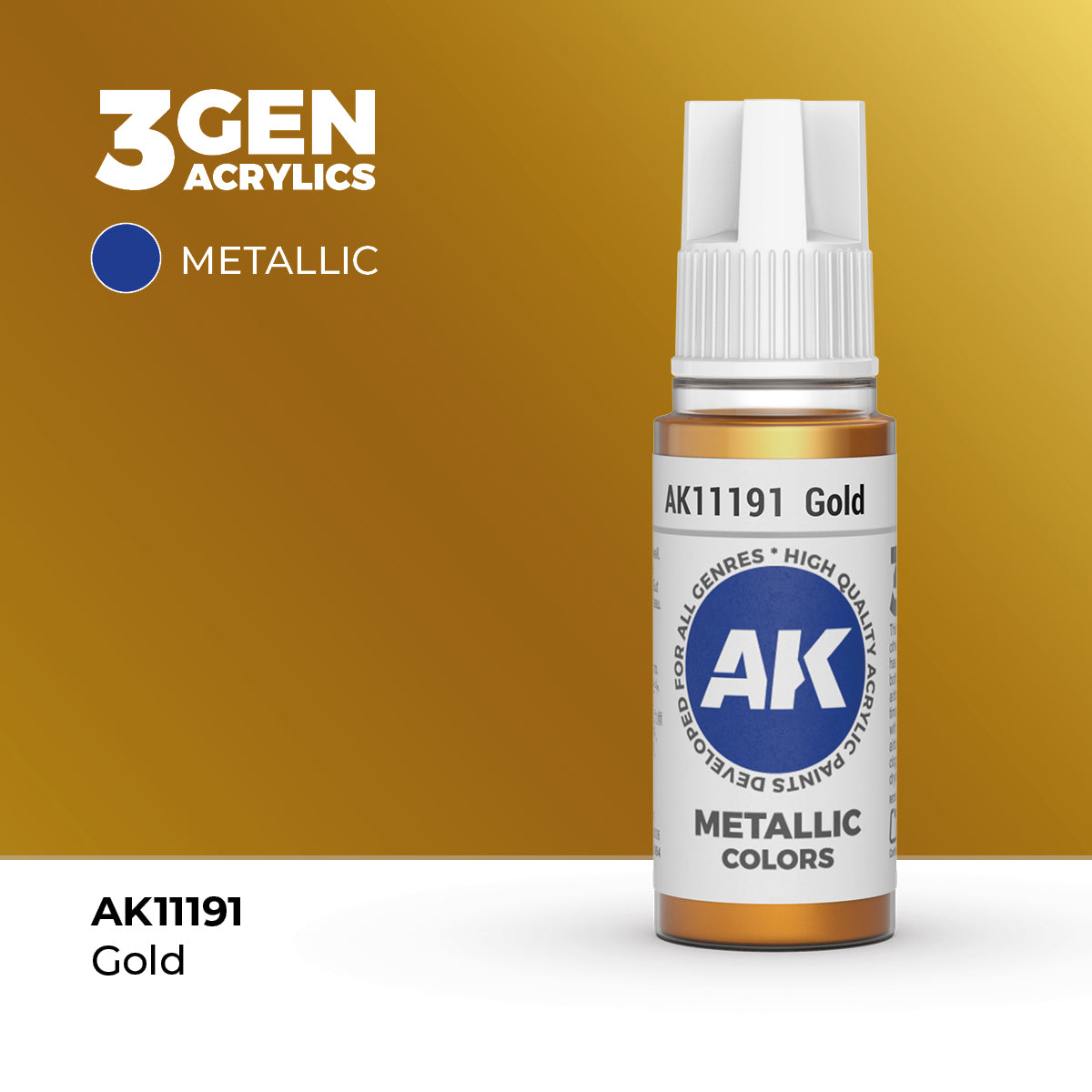 AK Interactive 3G Acrylic Metallic Gold (AK11191), 17 ml, Acrylfarbe