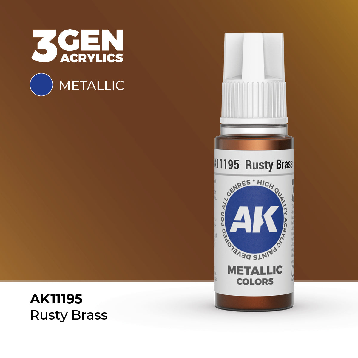 AK Interactive 3G Acrylic Metallic Rusty Brass (AK11195), 17 ml, Acrylfarbe
