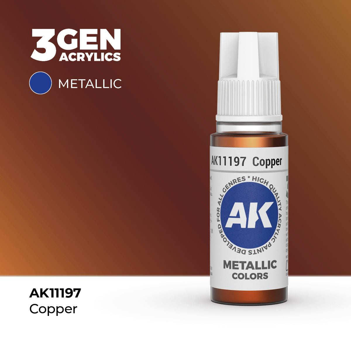 AK Interactive 3G Acrylic Metallic Copper (AK11197), 17 ml, Acrylfarbe