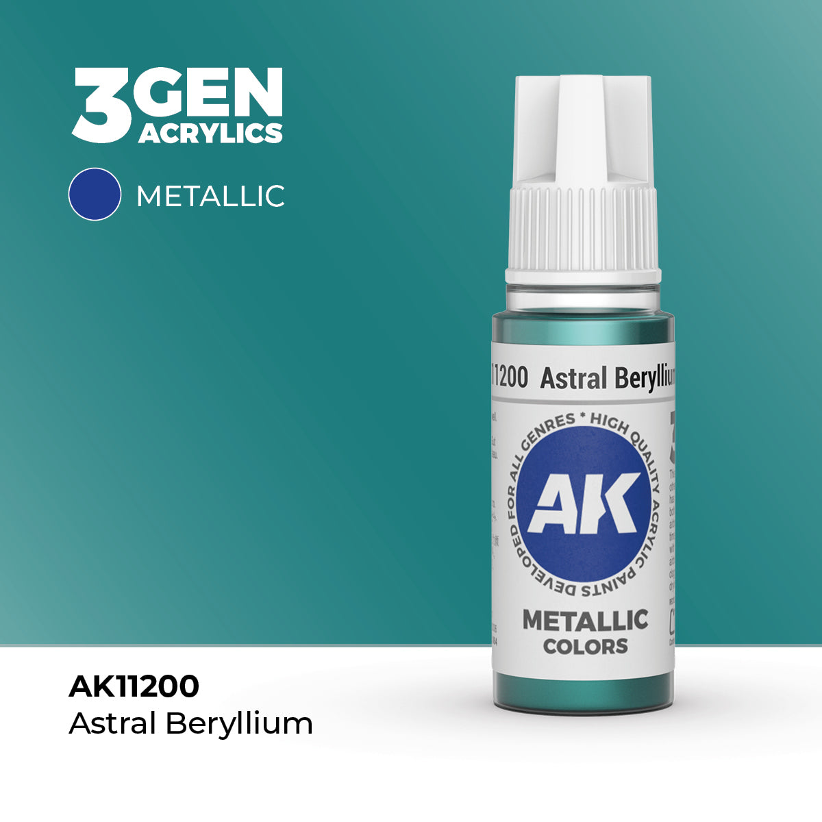 AK Interactive 3G Acrylic Metallic Astral Beryllium (AK11200), 17 ml, Acrylfarbe