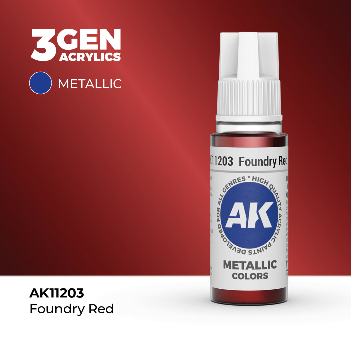 AK Interactive 3G Acrylic Metallic Foundry Red (AK11203), 17 ml, Acrylfarbe