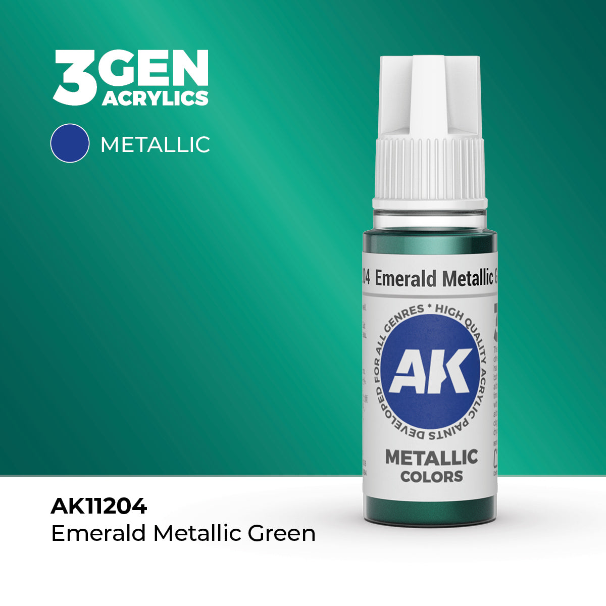AK Interactive 3G Acrylic Metallic Emerald Metallic Green (AK11204), 17 ml, Acrylfarbe