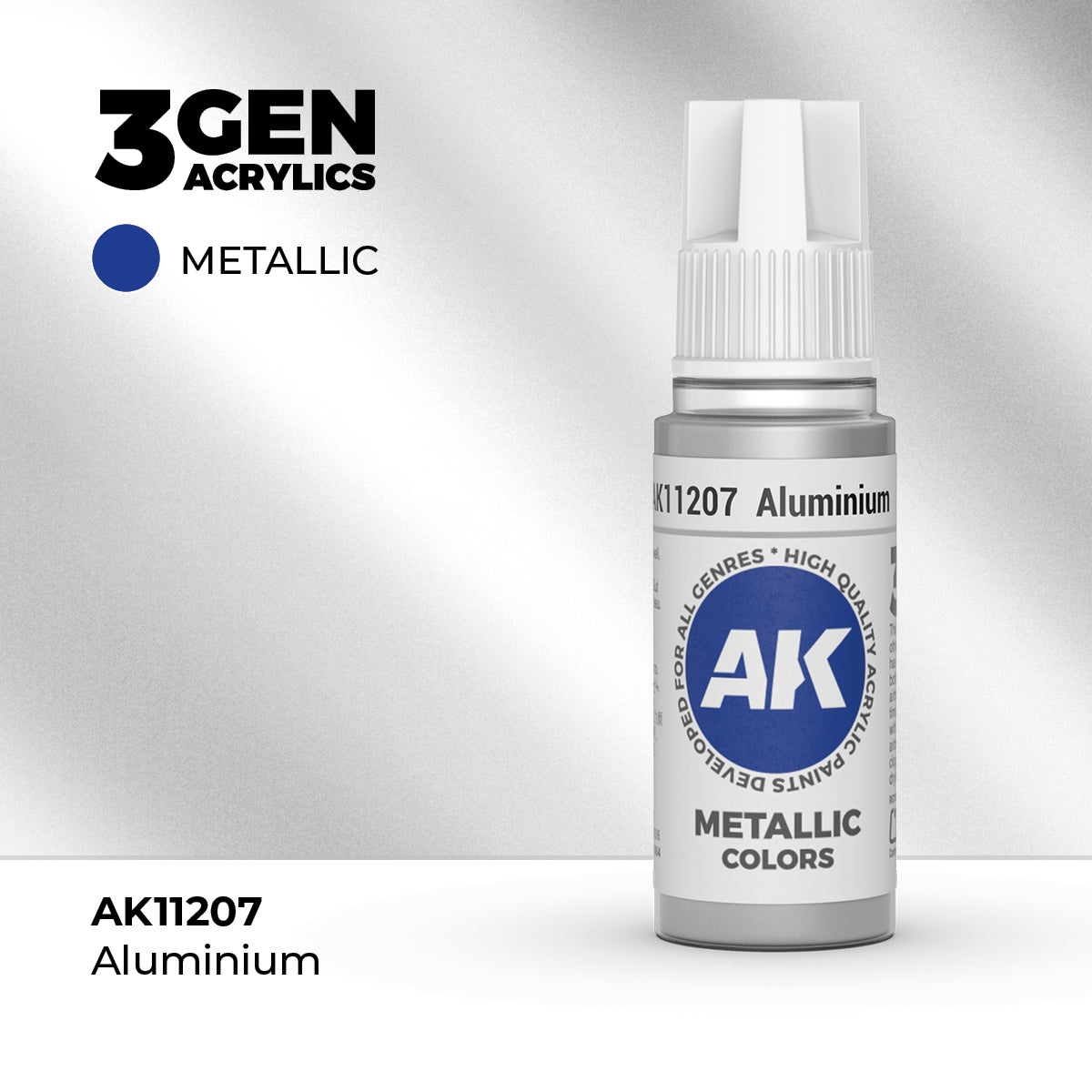 AK Interactive 3G Acrylic Metallic Aluminium (AK11207), 17 ml, Acrylfarbe