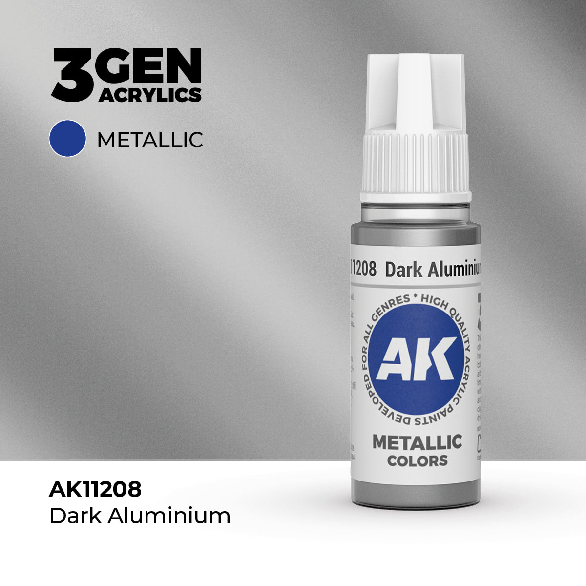 AK Interactive 3G Acrylic Metallic Dark Aluminium (AK11208), 17 ml, Acrylfarbe