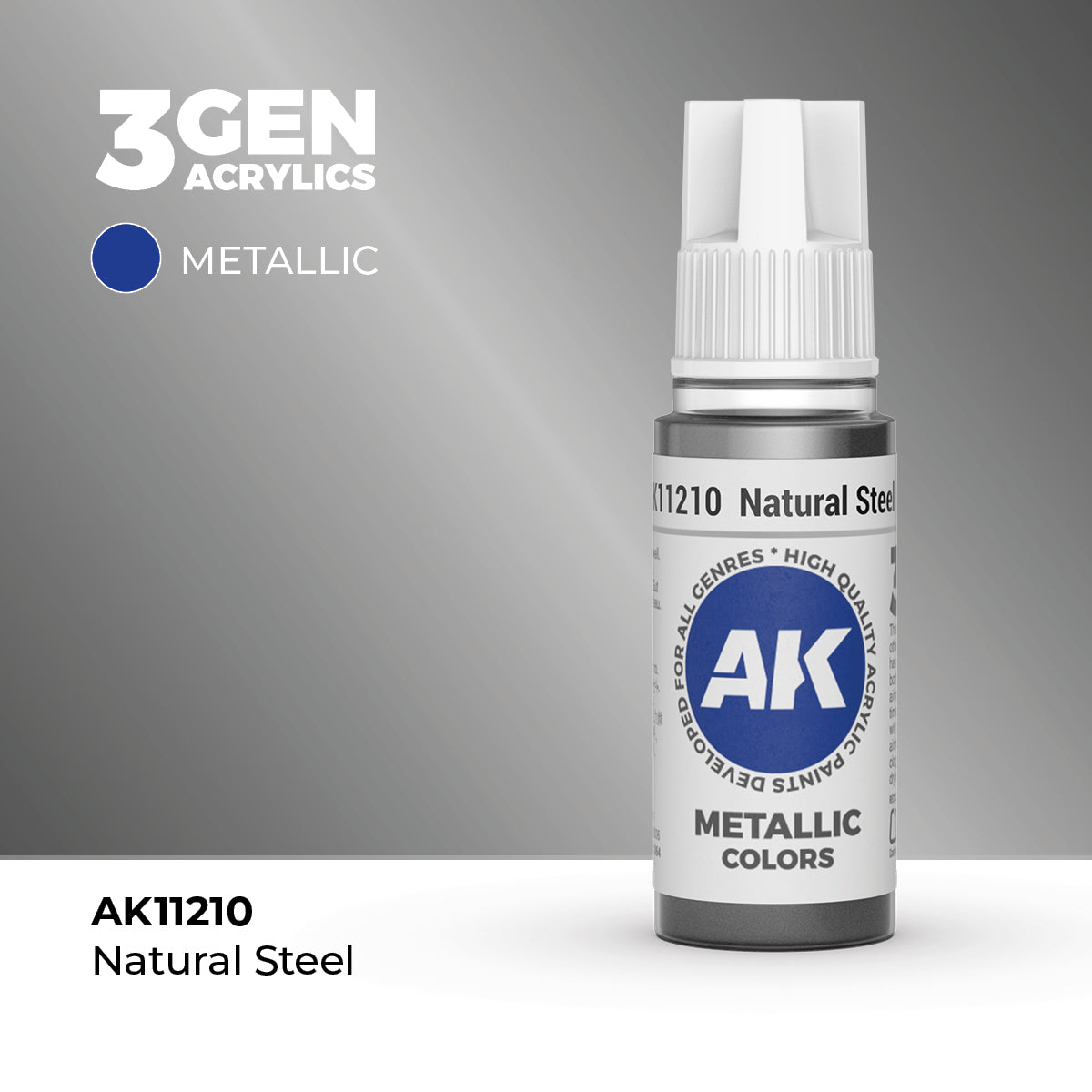 AK Interactive 3G Acrylic Metallic Natural Steel (AK11210), 17 ml, Acrylfarbe