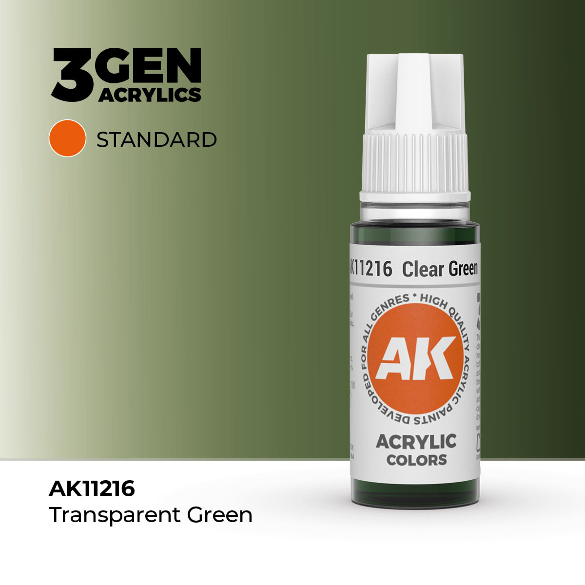 AK Interactive 3G Acrylic Clear Green (AK11216), 17 ml, Acrylfarbe