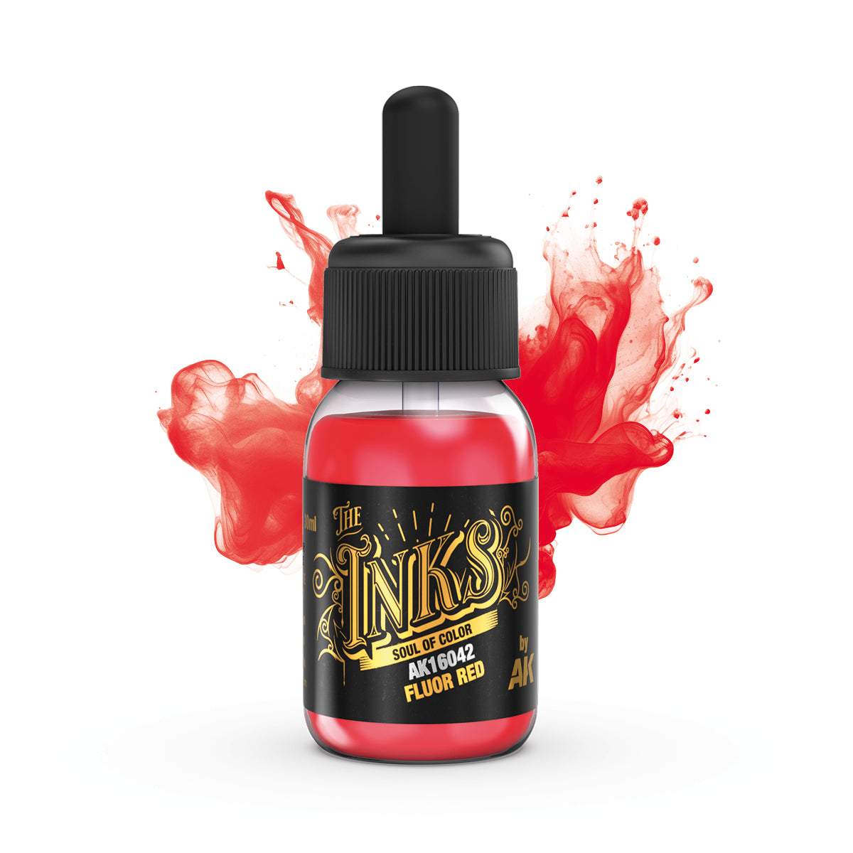 AK Interactive The Inks Fluor Red (AK16042), Ink für Lasuren und Washes, 30 ml