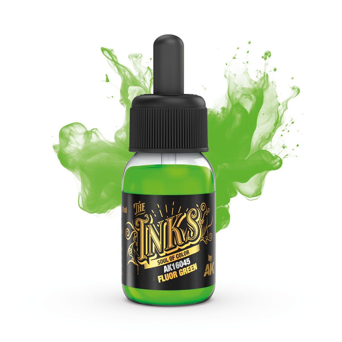 AK Interactive The Inks Fluor Green (AK16045), Ink für Lasuren und Washes, 30 ml