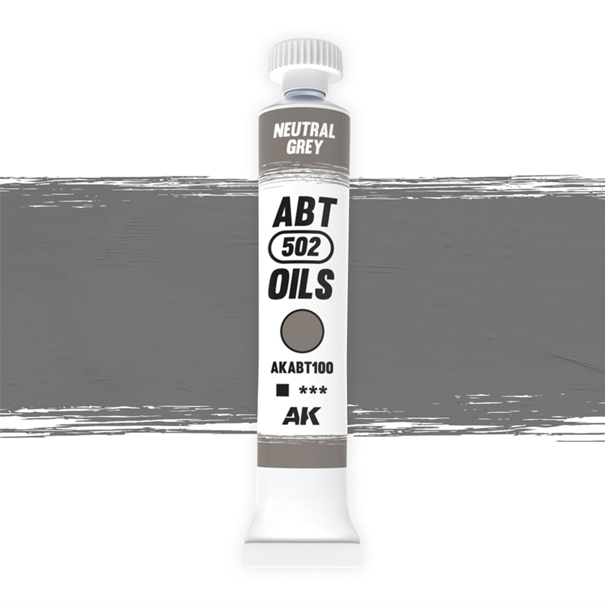 AK Interactive ABT 502 Oil Neutral Grey (AKABT100), Ölfarbe für Weathering, 20 ml
