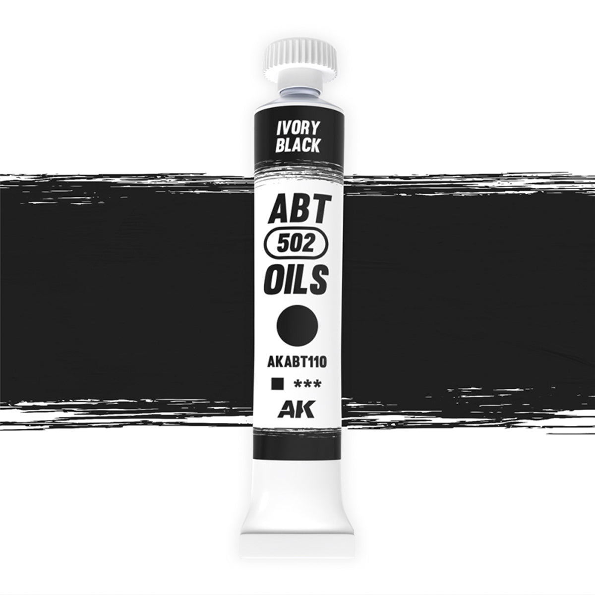 AK Interactive ABT 502 Oil Ivory Black (AKABT110), Ölfarbe für Weathering, 20 ml