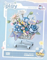 LOZ 4127 Blumenwagen Blau Klemmbaustein-Modell, Detailansicht