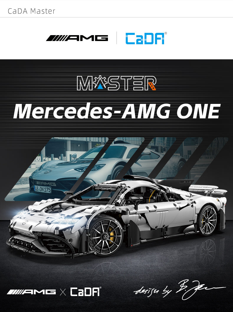CaDA C61503W Mercedes-AMG ONE Klemmbaustein-Modell, Gesamtansicht des Fahrzeugs