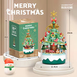 Lele Brothers 8756 Weihnachtsbaum-Spieluhr Klemmbaustein-Modell in Grün, mit Verpackung und Maßangaben