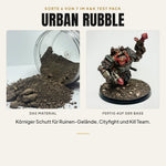 K&K Test Pack Sorte 6: Urban Rubble, Material und bemalte Miniatur auf der fertigen Base