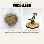 K&K Test Pack Sorte 7: Wasteland, Material in der Dose und bemalte Miniatur auf der fertigen Base
