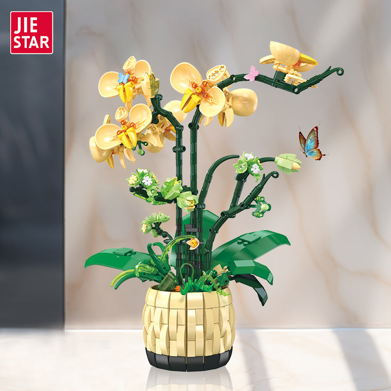 JIE STAR JJ9067 Orchideen Klemmbaustein-Modell, Seitenansicht