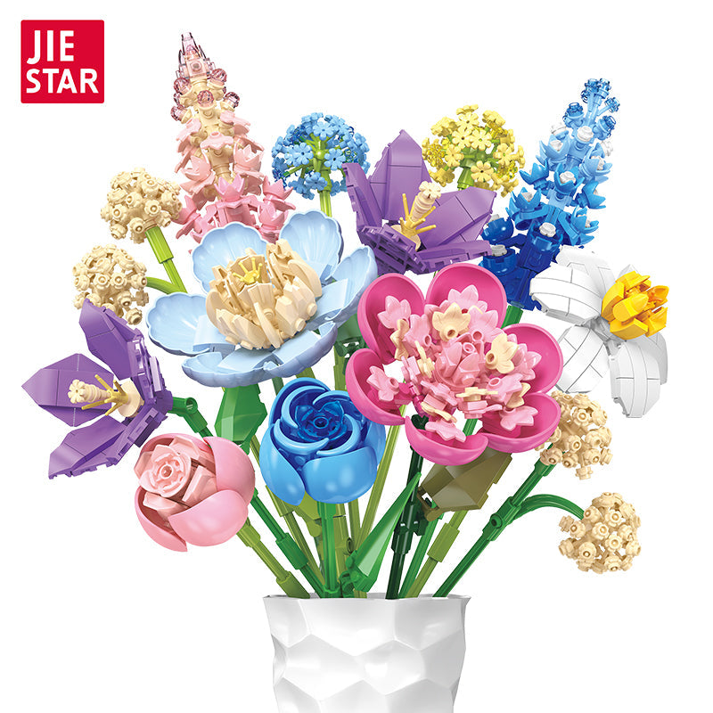 JIE STAR JJ9092 Blumenstrauß Klemmbaustein-Modell, Herstelleransicht des Straußes