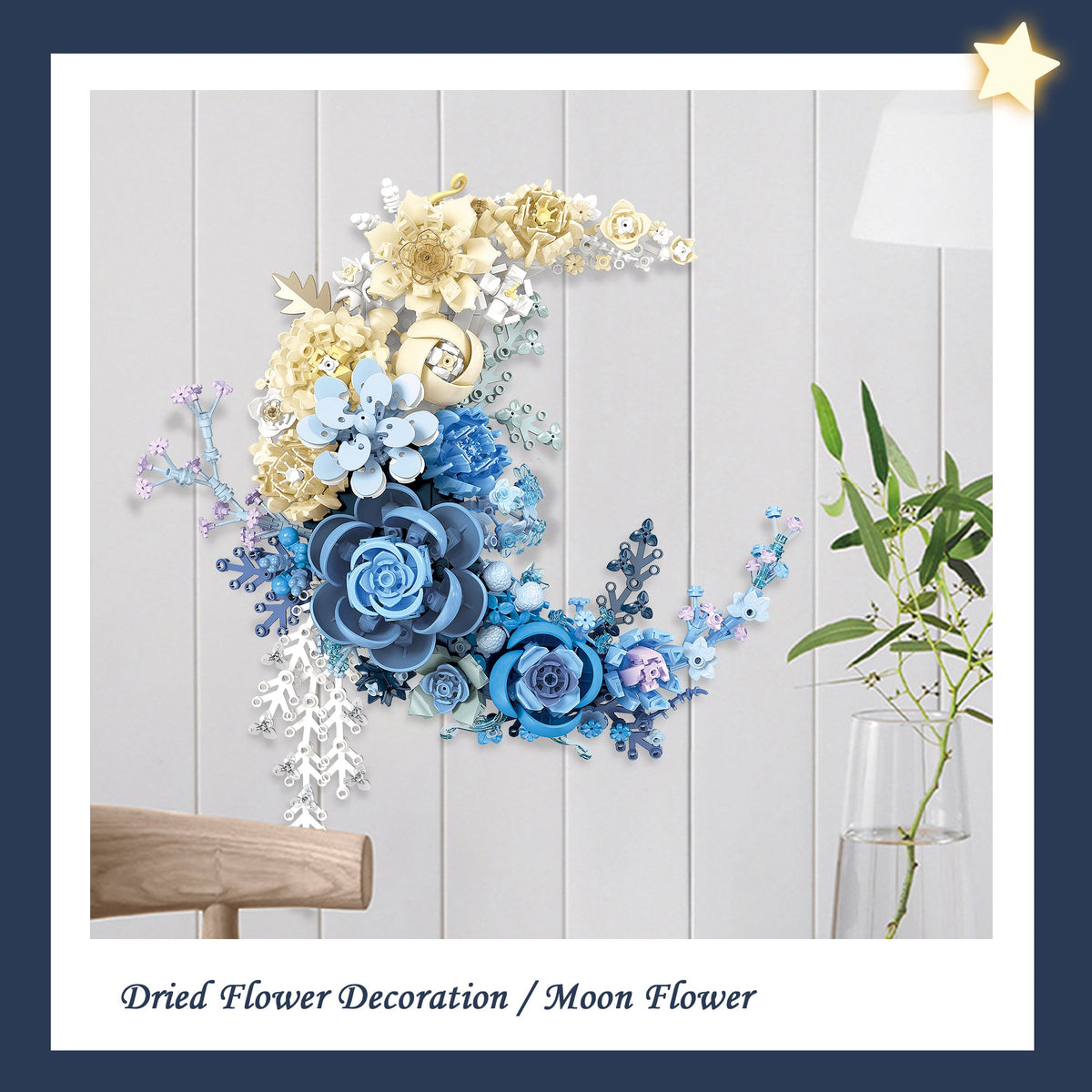 JIE STAR JJ9094 Mondblume Klemmbaustein-Modell, Detailaufnahme der Kristalltropfen