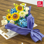 JIE STAR JJ9196 Sonnenblumenstrauß Klemmbaustein-Modell, Seitenansicht