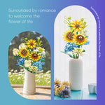 JIE STAR JJ9196 Sonnenblumenstrauß Klemmbaustein-Modell, Ansicht des kompletten Sets